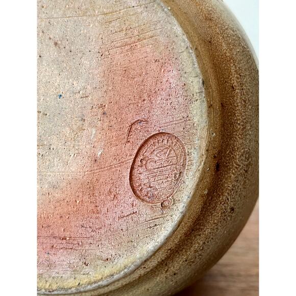 Vintage Rustic Side Handle Pitcher with Spout Brown Glaze Unidentified Signature - Picture 7 of 10